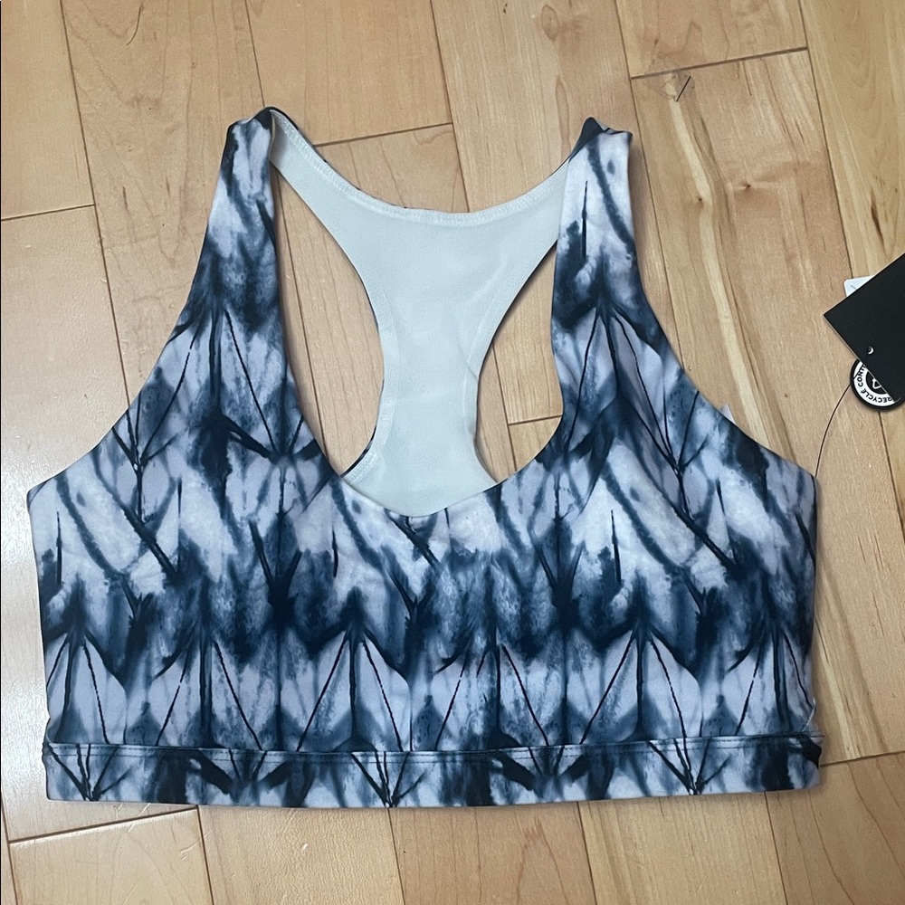 MPG Blue and White Patterned Sports Bra